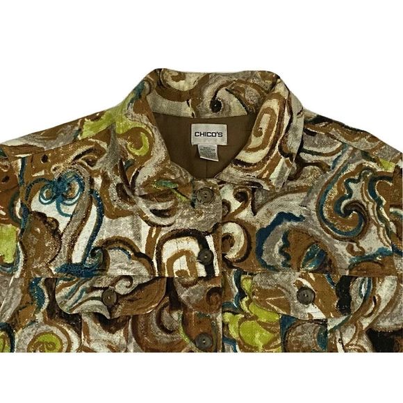 Chicos Long Sleeve Pockets Jacket Boho Size 2 - Picture 2 of 5